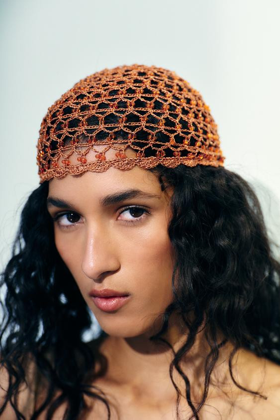 Zara - Crochet Beaded Skullcap - Pink - S-M - Woman | Zara UK