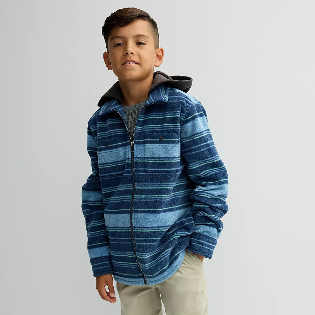 Boys 8-20 Sonoma Goods For Life® Microfleece Hooded Shirt Jacket | Kohl's
