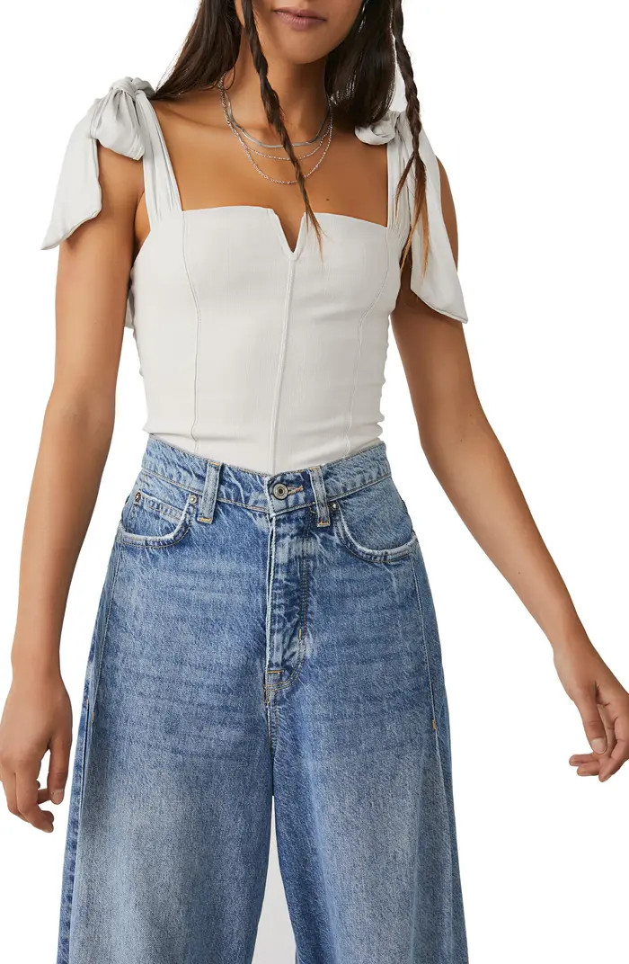 Free People Lola Shoulder Tie Seamed Bodysuit | Nordstrom | Nordstrom