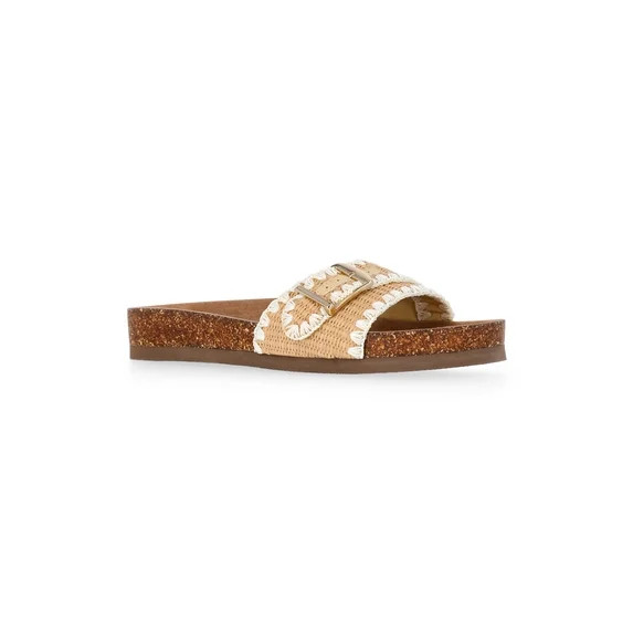 Time and Tru Women's One Buckle Footbed Slide Sandals | Walmart (US)