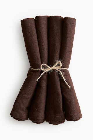 H & M - 4-pack linen-blend napkins - Brown | H&M (UK, MY, IN, SG, PH, TW, HK)