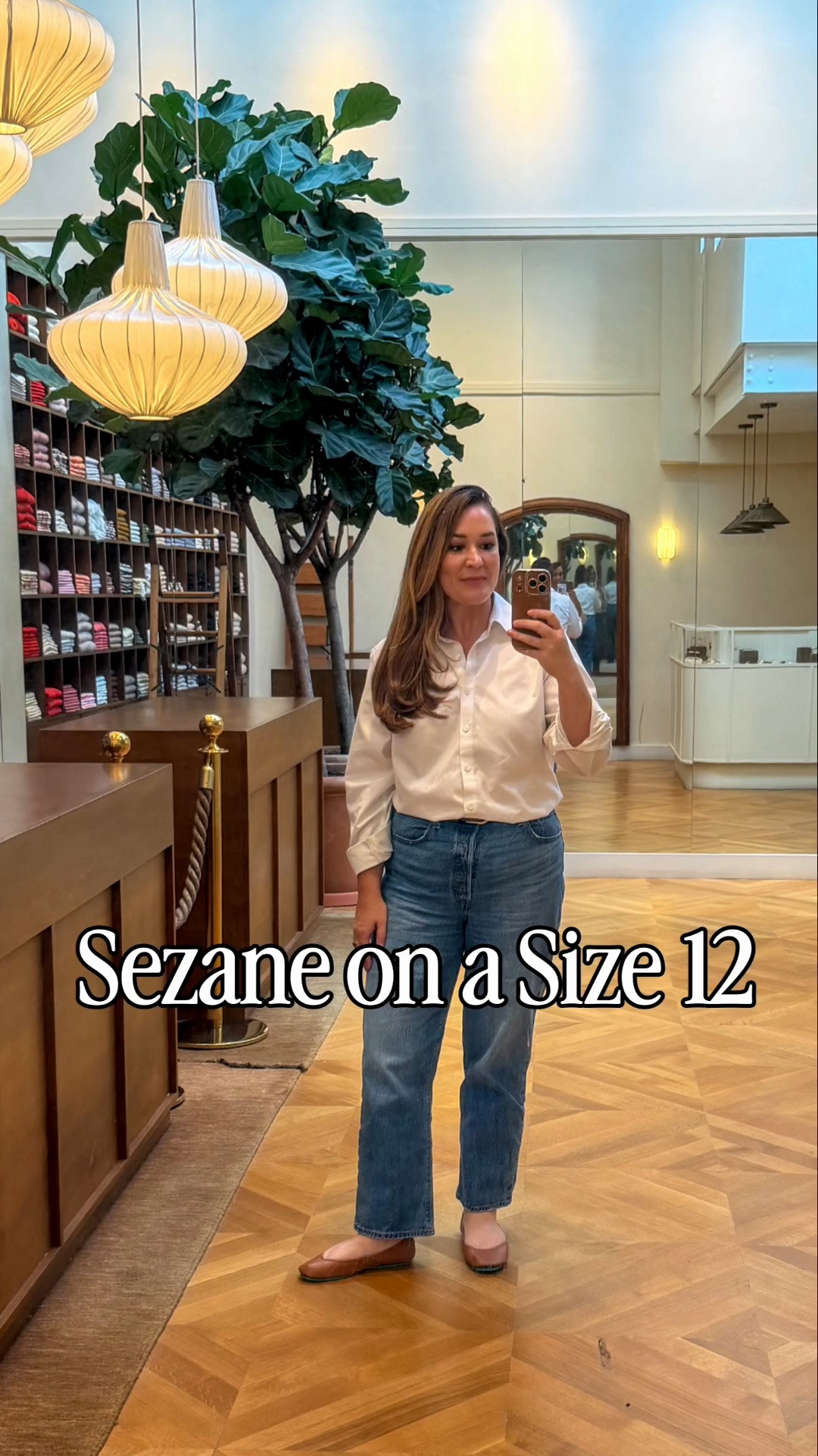 Trying on some new pieces from @SEZANE on a size 12. Tell me what I should have taken home below!￼

Denim sailor top – 10/42
Cream cotton sweater – one size
Dark denim wide leg jeans – 10/42
Cream Pointelle top- large (go up one)
Striped button-down shirt – 8/40 
Khaki pleated pants – 10/42 
Navy reversible sweater – large 
Black dress – large ￼
￼￼￼

#LTKMidsize #LTKWorkwear #LTKSeasonal