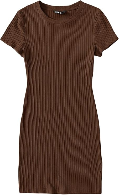 SheIn Women's Short Sleeve Pencil Dress Casual Basic Bodycon T Shirt Mini Dresses | Amazon (US)