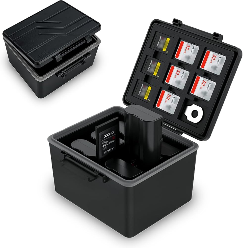 JJC DSLR Camera Battery & SD Micro SD XQD Card Case Holder for Canon LP-E6 LP-E6N LP-E6NH Nikon E... | Amazon (US)