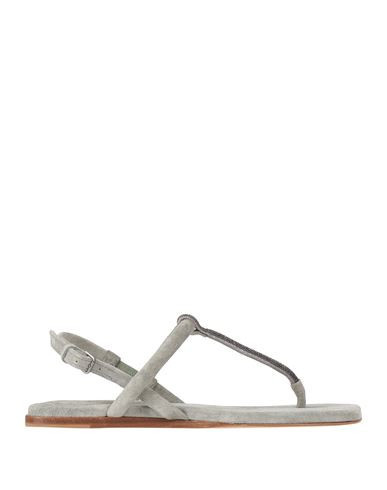 Brunello Cucinelli Woman Thong sandal Grey Size 7 Leather | YOOX (US)