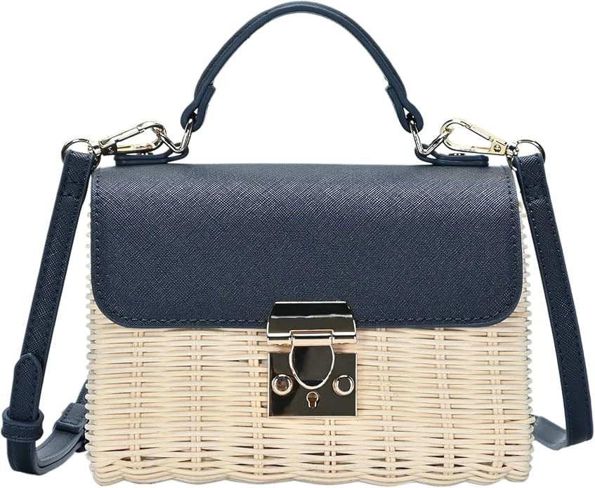 Madison West - The Madeline Crossbody Sunbleached Straw Bag Top Handle Satchel Bag for Women | Amazon (US)