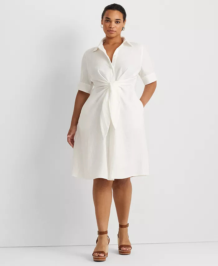 Plus-Size Linen Shirtdress | Macy's