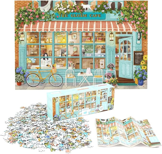 Puzzles for Adults 1000 Pieces, MOMIBOOK Jigsaw Puzzles of Coffee Store, Painting Image 75x50cm(2... | Amazon (US)