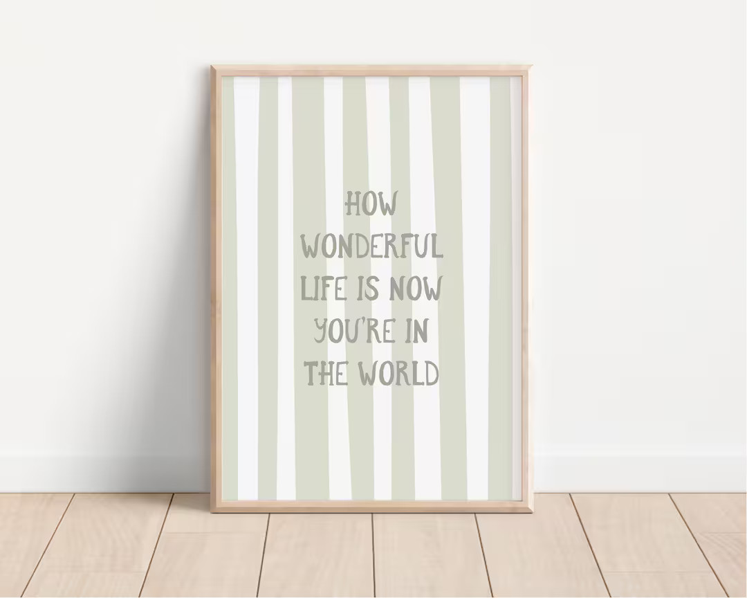 How Wonderful Life is Nursery Print / Sage Green Nursery Wall Art, Nursery Print, Nursery Quote P... | Etsy (US)