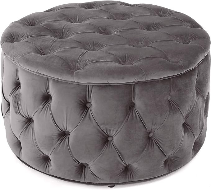 Christopher Knight Home Zelfa Velvet Ottoman, Grey | Amazon (US)