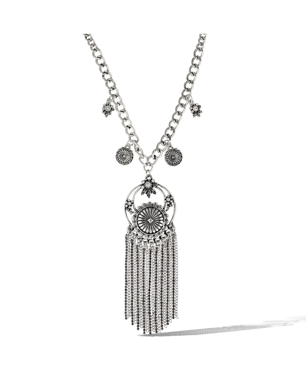 Jessica Simpson Tassel Statement Necklace - Silver tone | Macy's