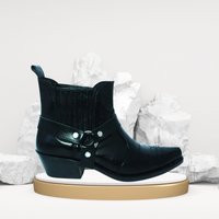 Handmade Genuine Leather Men Cowboy Boots, High Quality Booties, Fashionable Ankle Thick Heeled Black Gift For Him | Etsy (US)