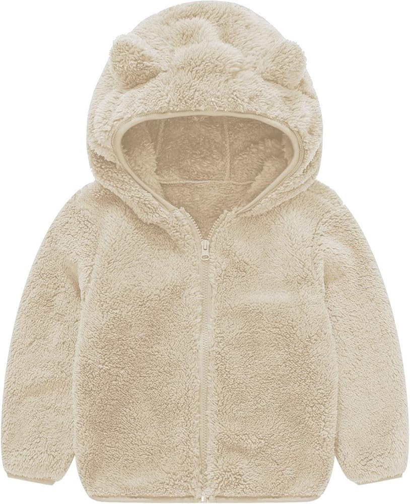 JESKIDS Toddler Girls Boys Fleece Hoody Jacket Zip Up Teddy Coat Warm Winter Outwear | Amazon (US)