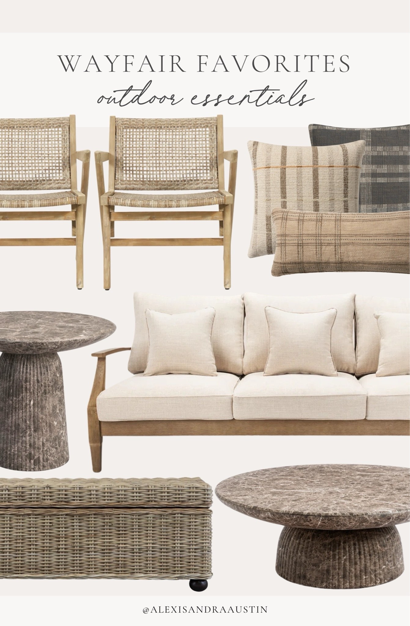 Elevate your outdoor space this season with @wayfair out door seating favorites and essentials. Creating the ultimate seating space has never been easier with both functional and aesthetic pieces for every style! 

#AD #wishyouwerehere #outdoor #Wayfair #WayfairPartner

Home finds, neutral home inspo, outdoor favorites, neutral furniture favorites, outdoor sofa, wicker details, marble accent, outdoor table, outdoor accent chair, collected throw pillows, Wayfair, patio essentials, outdoor seating, deal of the day, sale alert, neutral home inspo, shop the look!

#LTKSeasonal #LTKHome #LTKSaleAlert