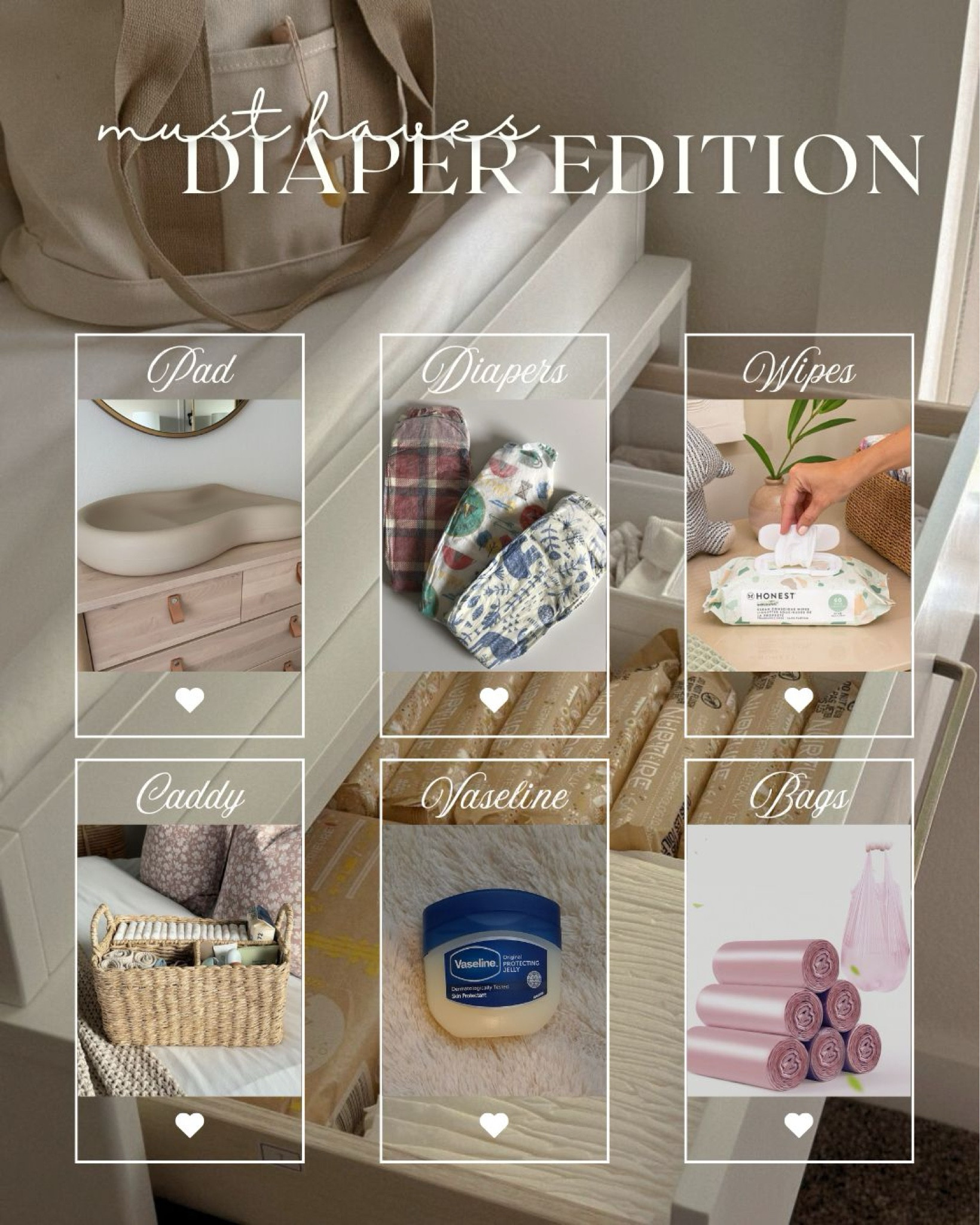 Here’s to Black Maternal Health Week! I thought I’d share my diapering must-haves that keep things clean, simple, and baby-skin friendly:
🧼 A sturdy, waterproof changing pad (because accidents happen 😅)
🍼 Hypoallergenic diapers & wipes (gentle on baby’s skin)
🧺 A well-stocked diaper caddy (organization = sanity)
🧴 Vaseline (our go-to for preventing diaper rash)
🗑️ Disposable bags for the stinky ones (trust me, a game changer)

It’s amazing how the tiniest humans need the most gear — but with the right setup, diapering doesn’t have to be chaotic. 💛

Mamas, what’s in your diapering toolkit? Share below! 👇

#LTKKids #LTKFamily #LTKBaby