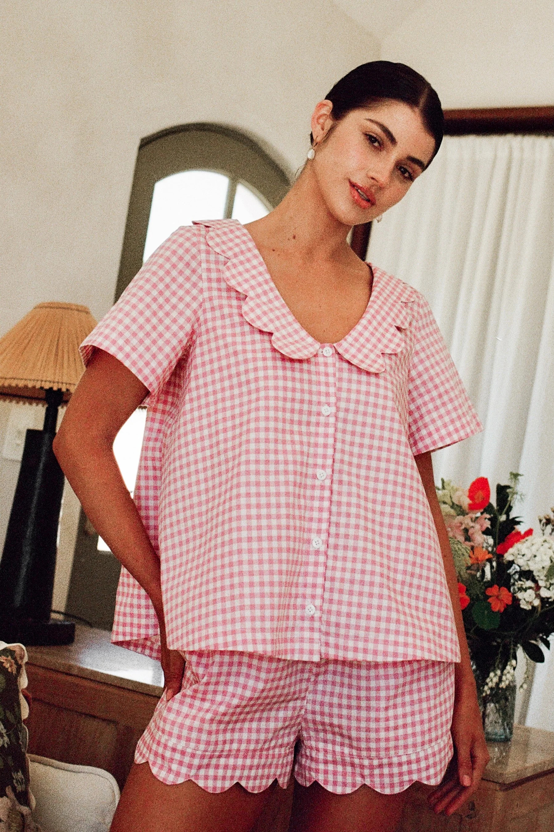 Penelope Sleep Set - Gingham Berry | Piyama US