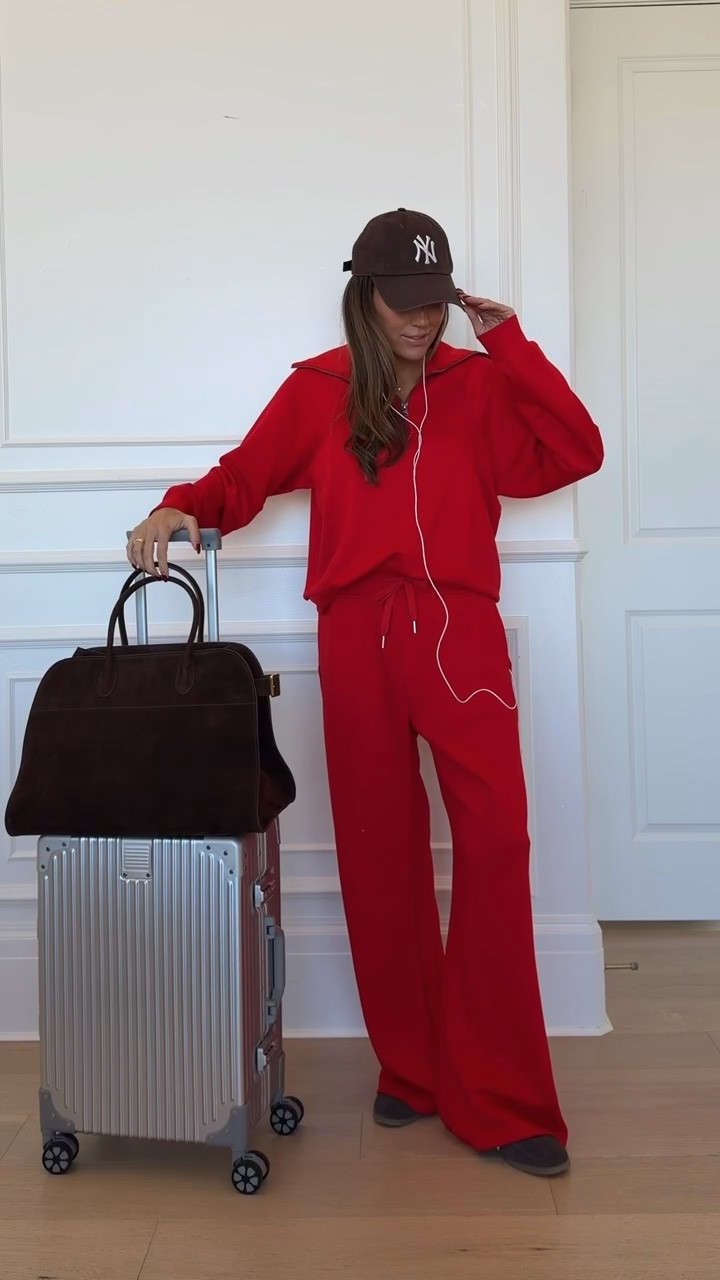 Love this matching red set! So soft and comfy - perfect for travel ✈️ wearing size small in the set 

Fall outfit, travel outfit, matching sweat set, Amazon suitcase, suede bag, travel bag, red matching set, Amazon fashion, airplane outfit, school drop off outfit, mom outfit

#LTKootd #LTKTravel #LTKSeasonal