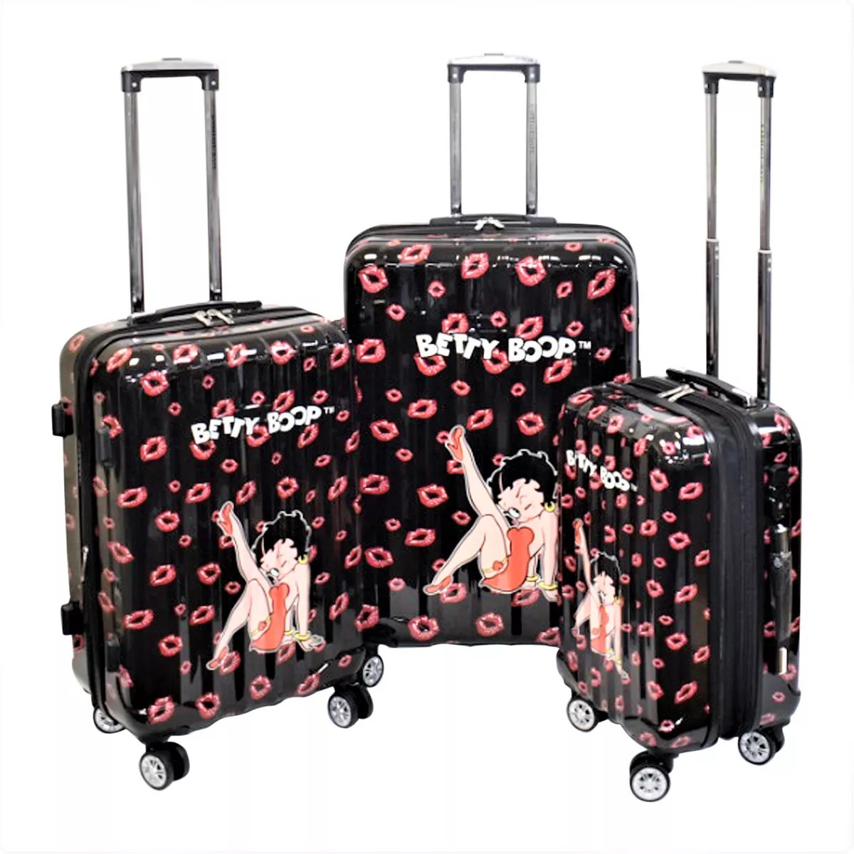 Betty Boop Sitting Girl Theme 3 Pieces Hard Luggage Set 20'', 24'' & 28" With Spinner Wheels, Com... | Target