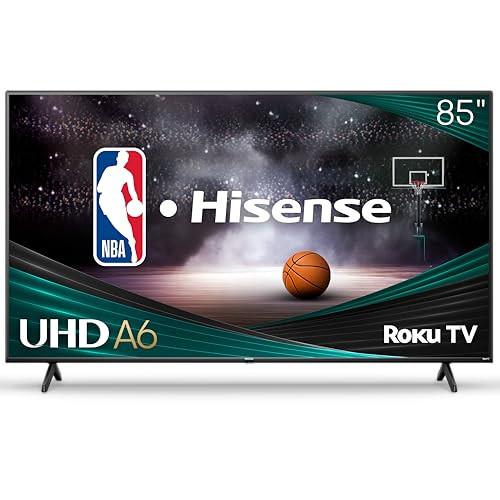 Hisense 85-Inch Class A6 Series 4K UHD Smart Roku TV (85A6NR, 2024 Model) - Dolby Vision HDR, DTS Studio Sound, Game Mode Plus, Alexa Compatibility, Black | Amazon (US)