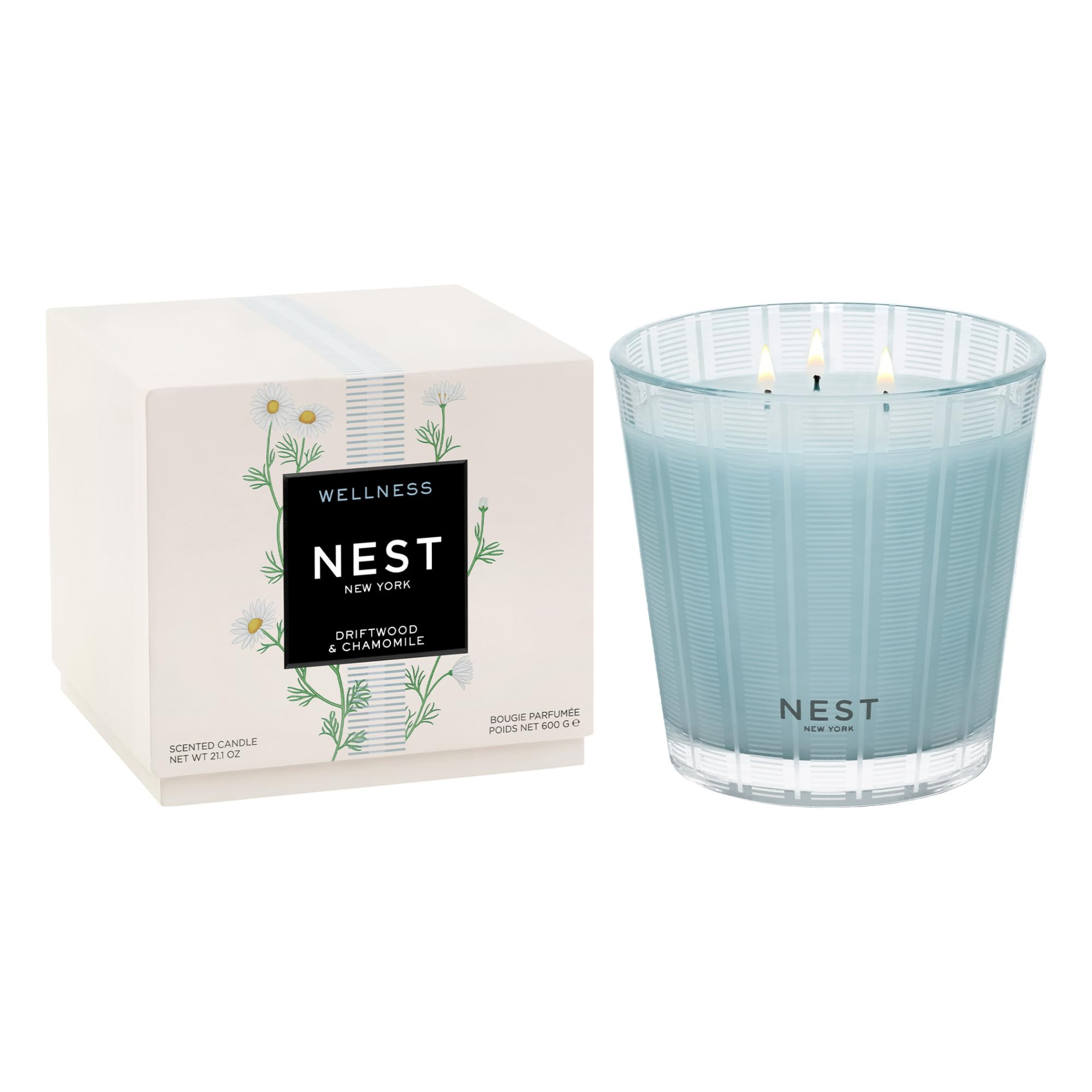 NEST New York Scented 3-Wick Candle, Driftwood & Chamomile - 21.2 oz - Up to 100-Hour Burn Time -... | Amazon (US)