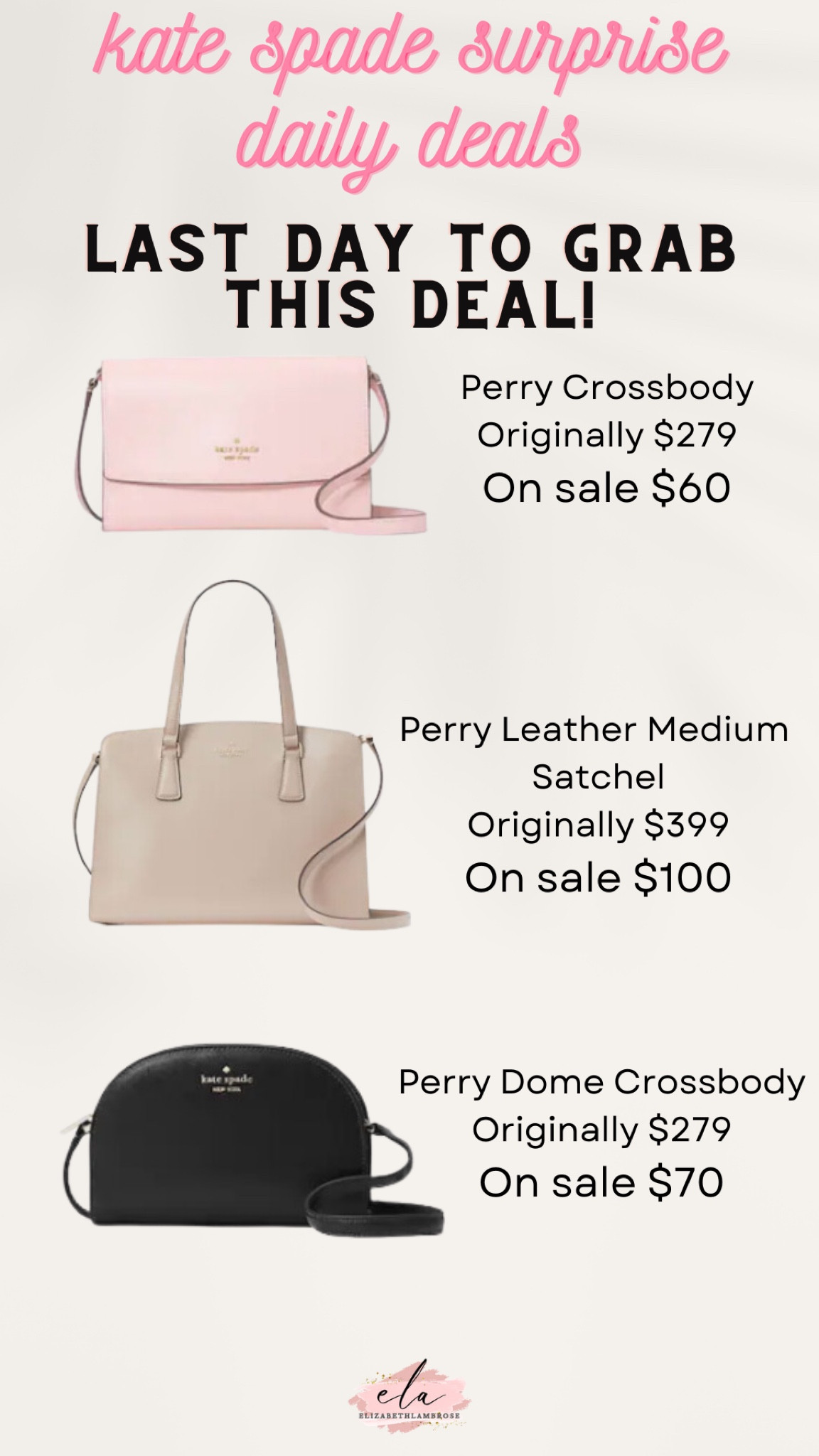 LAST DAY TO GRAB THESE DEALS! 
hurry and get yours!l this would also be a great gift for your mom or the mother in your life! 
today is the last day! 

#deal #lastday #katespade #discount #mothersday #gift #giftguide #purse #crossbody

#LTKitbag #LTKGiftGuide #LTKsalealert