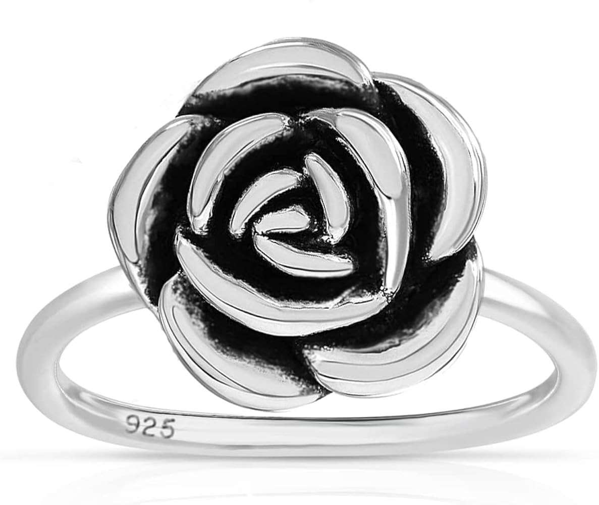 Savlano 925 Sterling Silver Hollow Rose Flower Ring Band for Women - Made in Italy Comes With a G... | Amazon (US)