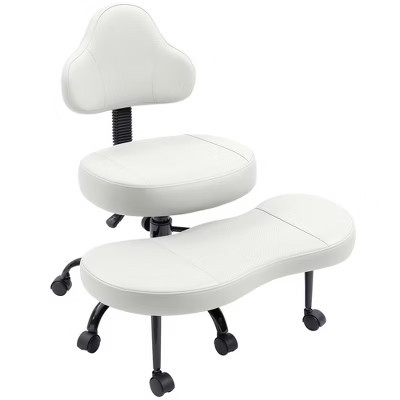KERDOM Cross Legged Office Chair, ADHD Meditation Kneeling Yoga Seat with Adjustable Height, Lumbar Support, Wider Footrest and Wheels,White | Target