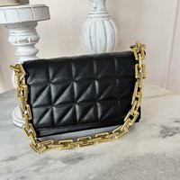 Black Quilted Evening Bag With Gold Chain Clutch Ladies Shoulder Bags Gift For Her | Etsy (UK)