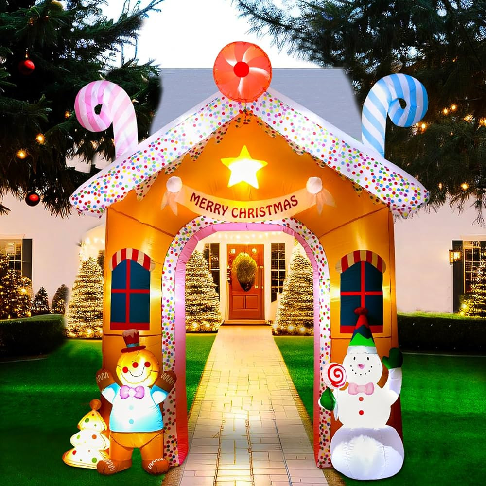 Christmas Inflatables Yard Decorations Outdoor, 10FT Tall Christmas Inflatable Archway with Ginge... | Amazon (US)