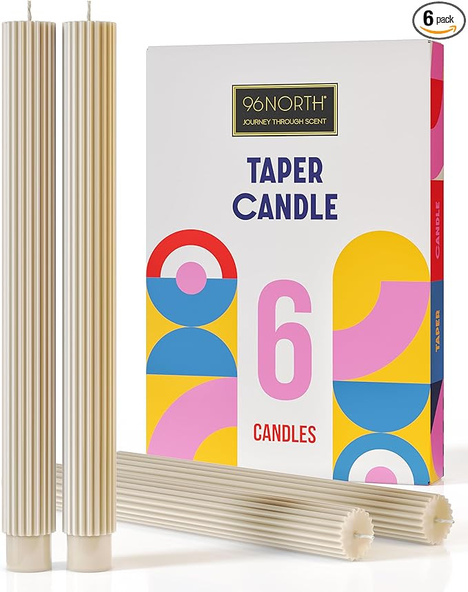 96NORTH 10.6 inch Taper Candles Set of 6, 7/8 inch Base Diameter, Unscented Taper Candles, Up to ... | Amazon (US)