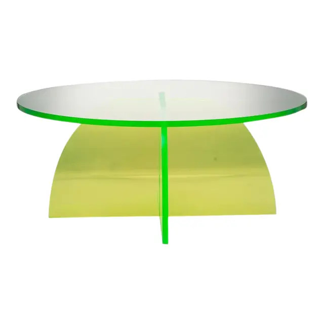 Green Longo Circular Acrylic Coffee Table | Chairish