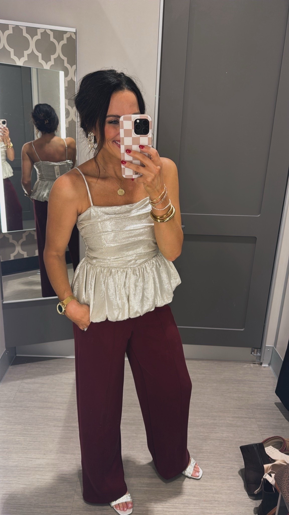 I absolutely love this peplum top from Target! Has just the right amount of sparkle and shine for Christmas and news years Eve parties! Aprilwilks VintagePickin Target fashion finds viral target peplum top outfit inspo sparkly outfit ideas women’s Christmas outfit ideas

#LTKgrwm #LTKSeasonal #LTKPetite