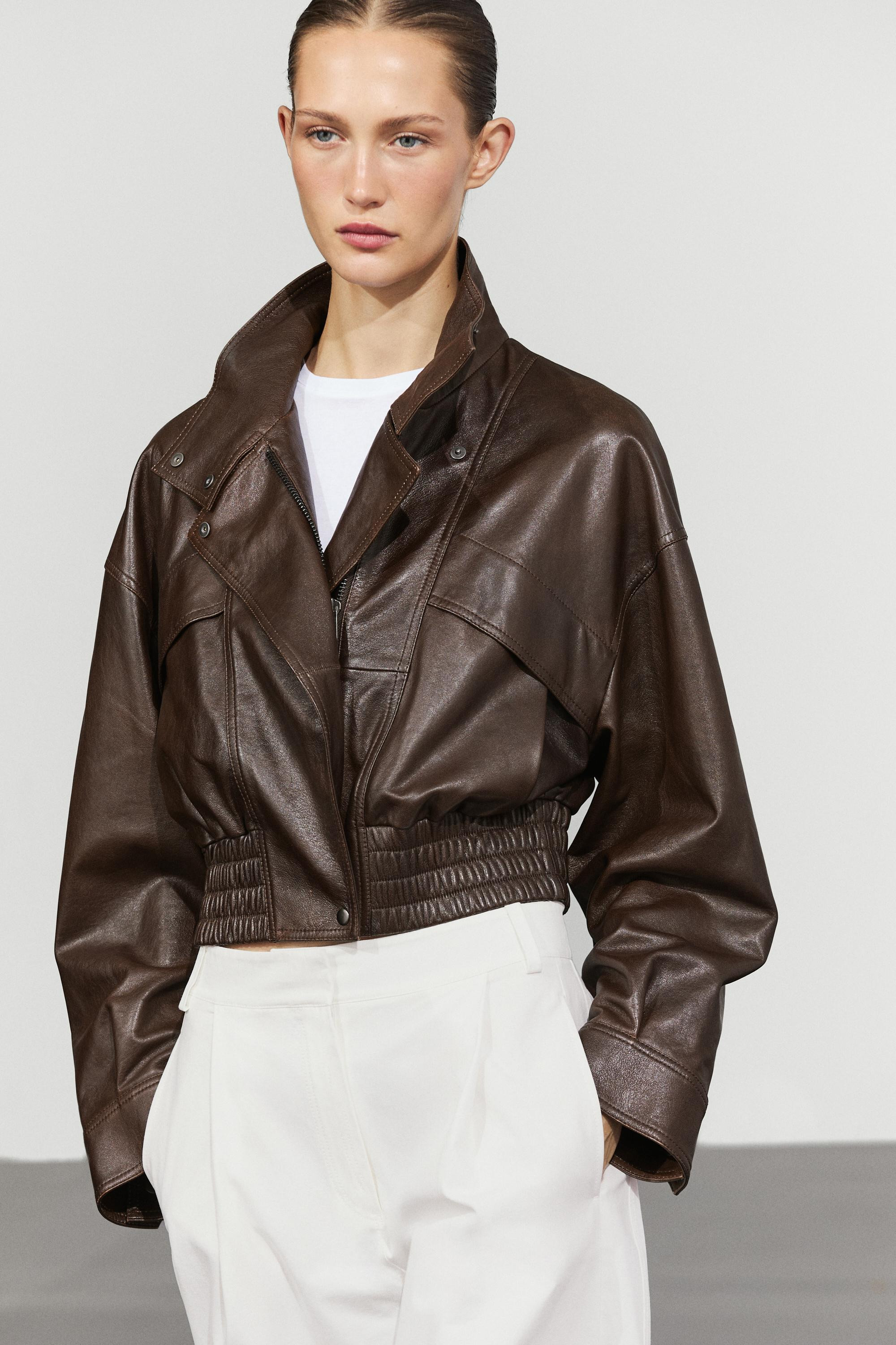 Giacca bomber corta in nappa | Massimo Dutti IT