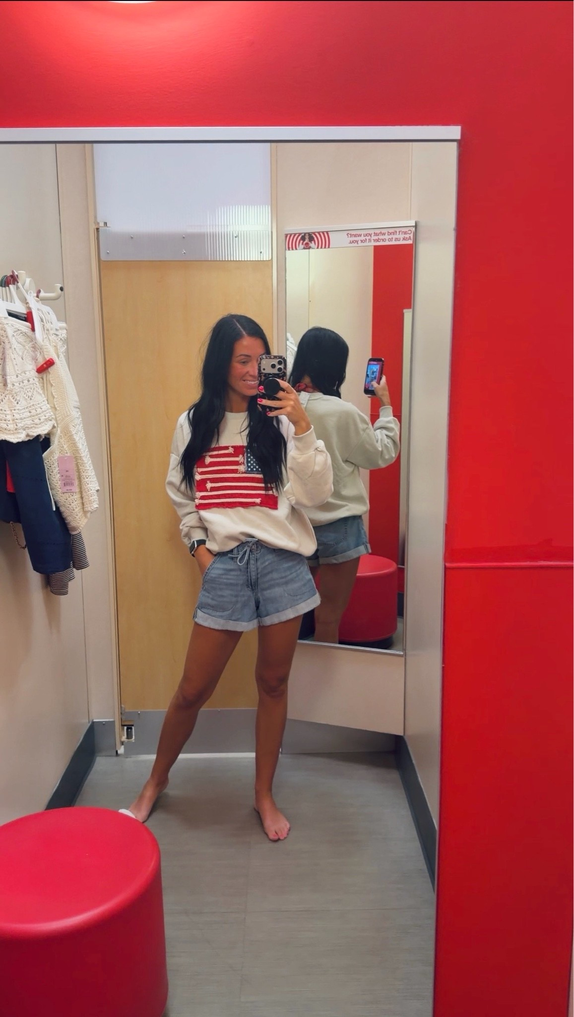 Cutest American flag sweatshirt at Target , dupe for another 😉 wearing a small. Fits oversized

#LTKdayinmylife #LTKgrwm #LTKPetite