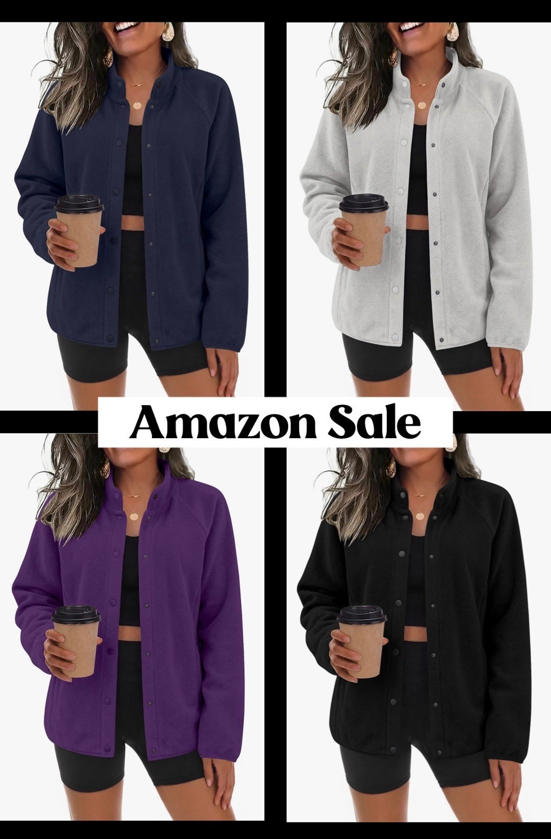 These super comfy Amazon Snap Fleece Jackets are only $22.49 tonight in Lightning Deal - normally $49.99! So perfect to cozy up in other the next months, and they make a nice layer or transitional piece. So many beautiful colors available!

#LTKSaleAlert #LTKSeasonal #LTKootd