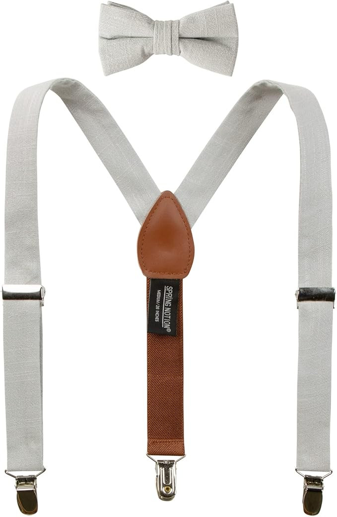 Spring Notion Boys' Linen Blend Suspenders and Bow Tie Set for Kids Toddlers Infants Wedding Ring... | Amazon (US)