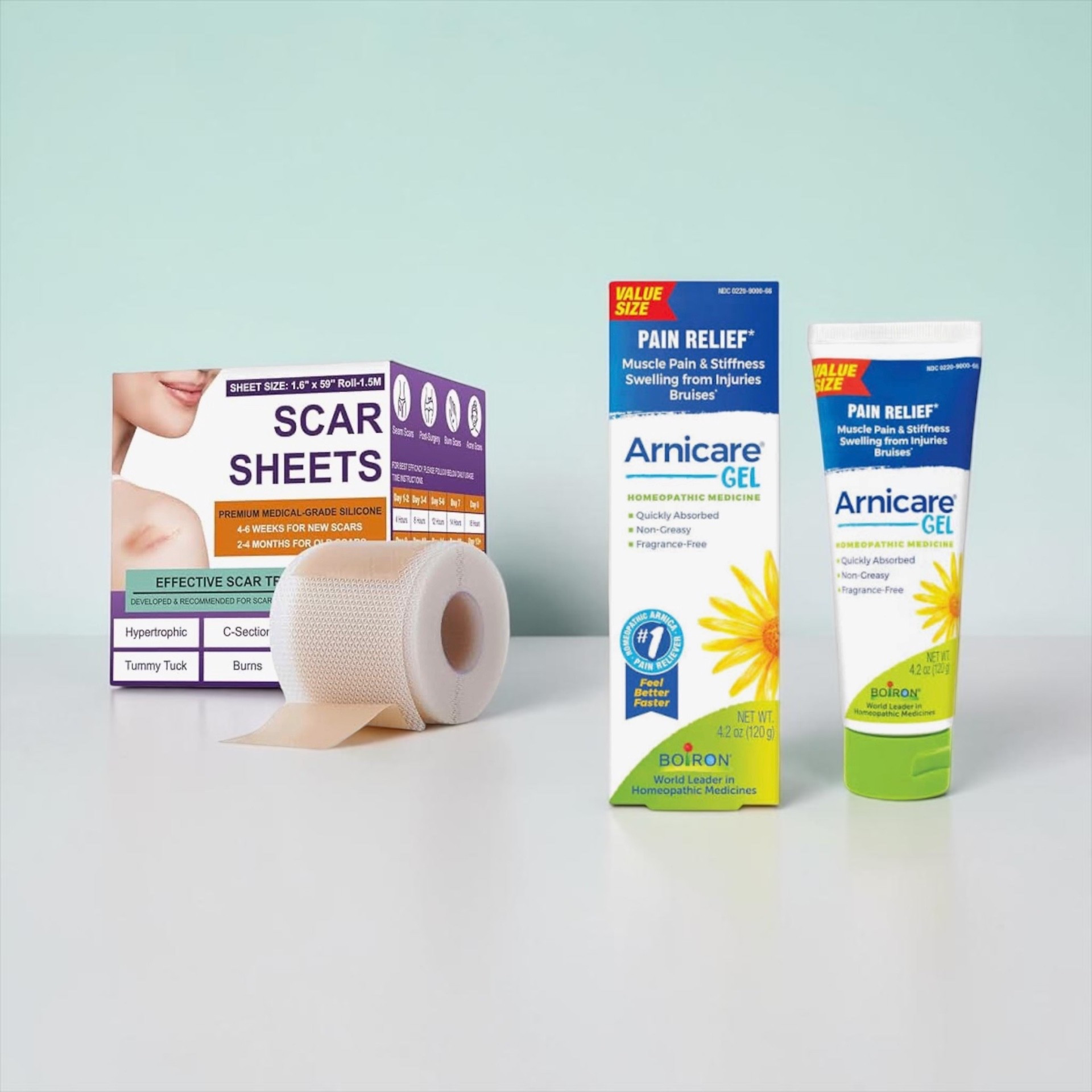 Scar sheets smooth and fade over time while arnica gel targets bruising and discoloration—together they’re the ultimate skin-repair duo for healing, calming, and restoring that fresh, even-skin look fast.

⸻

Hashtags:

#skincaredupe #healinghack #scarcare #arnicare #bruisecare #skinrepair #beautyhacks #glowingskin #affordableskincare #dupealert

⸻

30 words / with slashes:

healing / smoothing / fading / skinrepair / scarcare / bruisehelp / calming / restoring / evencomplexion / softskin / recoverymode / lightweight / soothing / glowback / texturefix / skincarehack / affordablebeauty / freshskin / confidenceboost