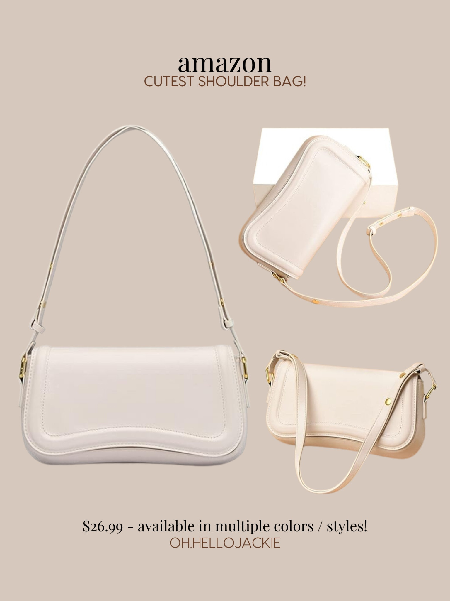 AFFORDABLE AMAZON FIND! Isn’t this the cutest little hand bag or shoulder bag you’ve ever seen?! So simple yet a little whimsical with the curved flap. Comes in a few colors too and less than $30 when I last checked. 

Cream ivory white purse handbag shoulder bag faux leatherr

#LTKSaleAlert #LTKItBag #LTKFindsUnder50