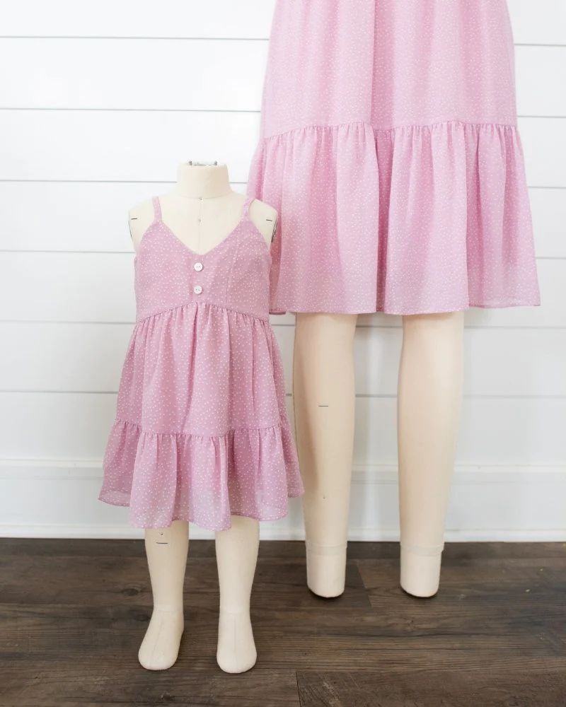 Brooklyn Sun Dress - Pink with White Dots | Bailey's Blossoms