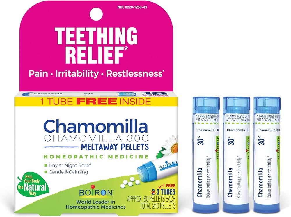 Boiron Chamomilla 30C Homeopathic Medicine for Teething Relief, Pain, Irritability, and Restlessn... | Amazon (US)