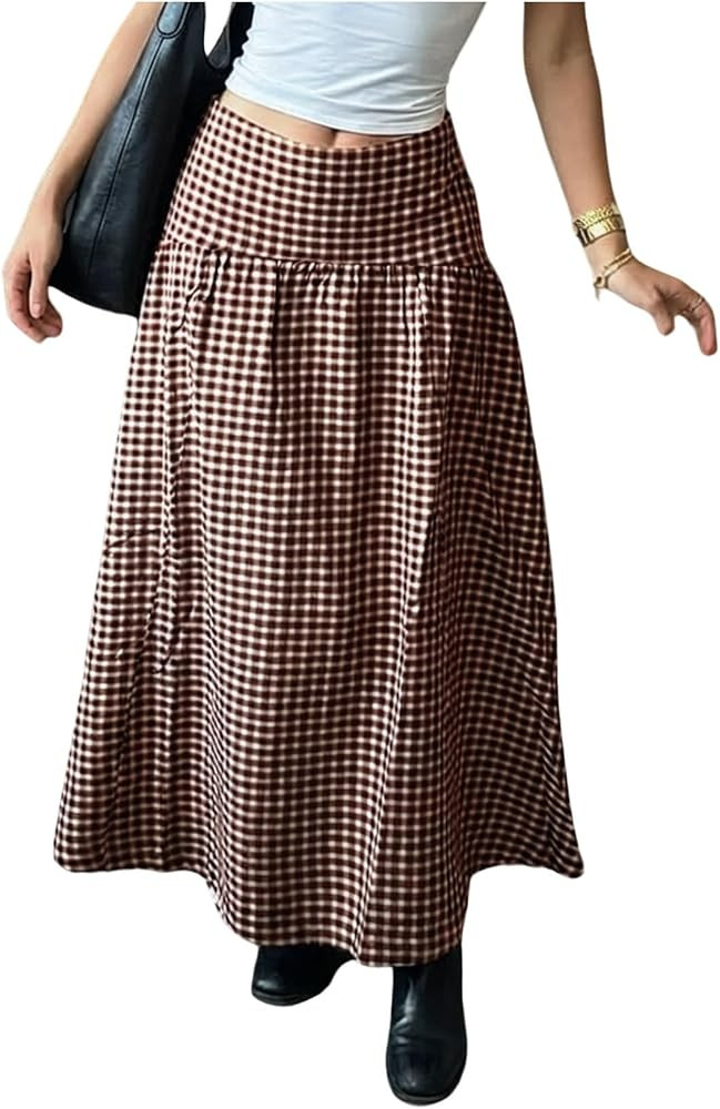 A Line, High Waisted Boho Long Skirt, Polka Dots, Going Out Fall Outfits 2026, Plaid, 2000s Cloth... | Amazon (US)