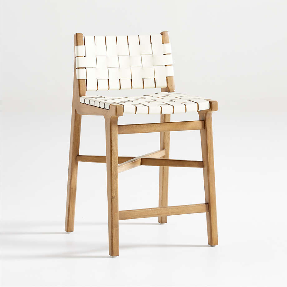 Taj Leather Strap Counter Stool + Reviews | Crate & Barrel | Crate & Barrel