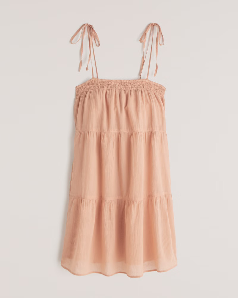 Tie-Strap Trapeze Mini Dress | Abercrombie & Fitch (US)