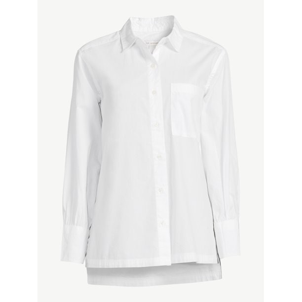 Free Assembly Women's Button Down Boxy Tunic Shirt - Walmart.com | Walmart (US)
