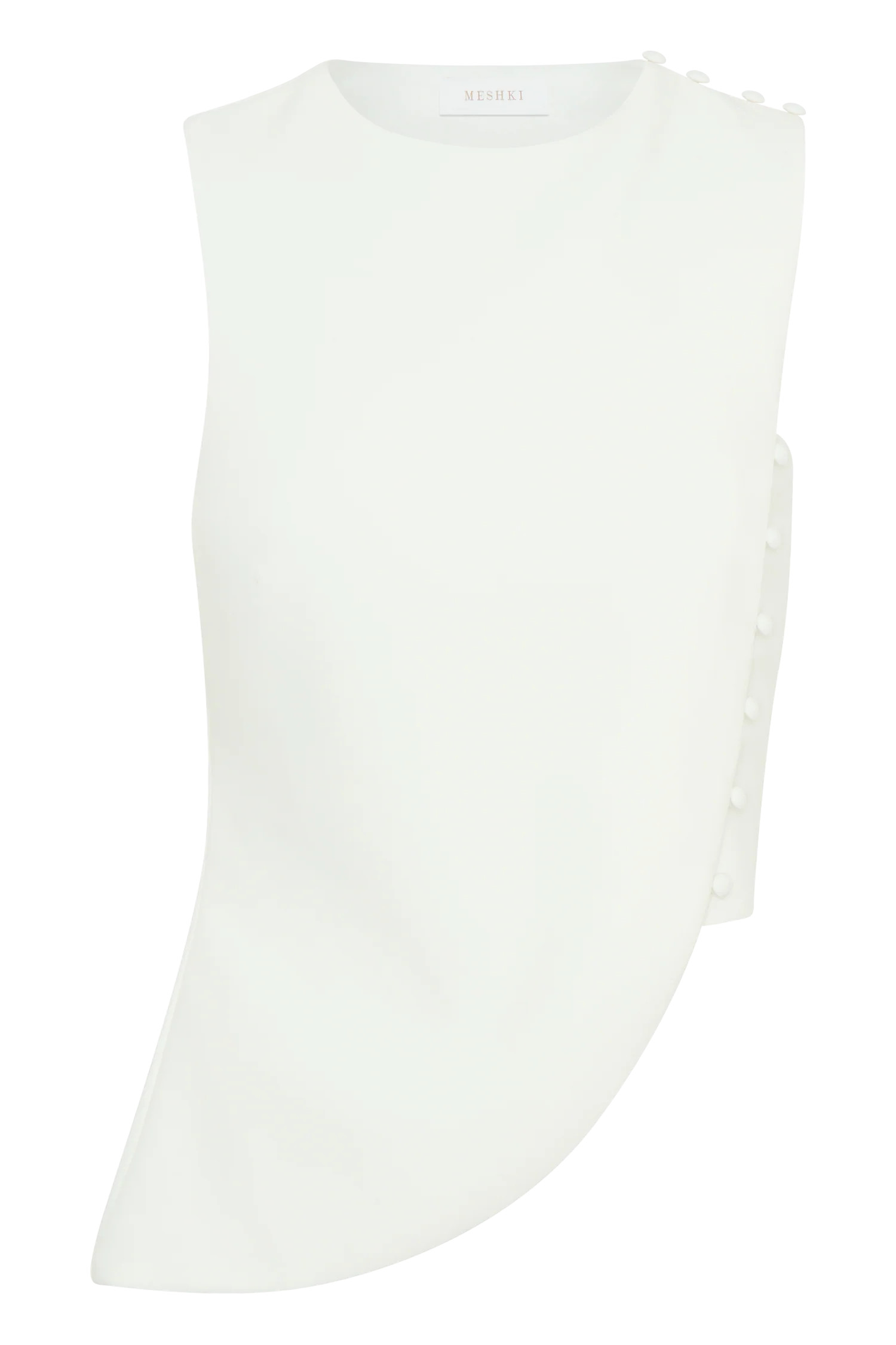 Astrid Asymmetric Sleeveless Suiting Top - White | MESHKI US
