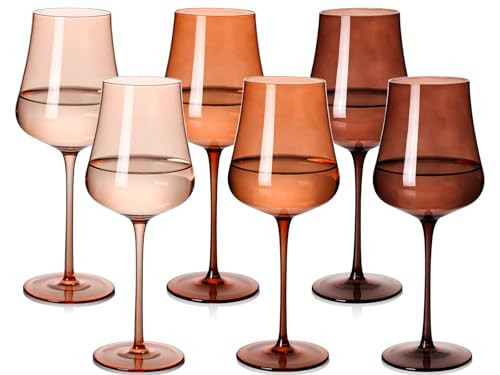 Brown Wine Glasses Set of 6-18oz Hand Blown venus Wine glasses - Unique Gift for Birthday,Wedding, housewarming | Amazon (US)