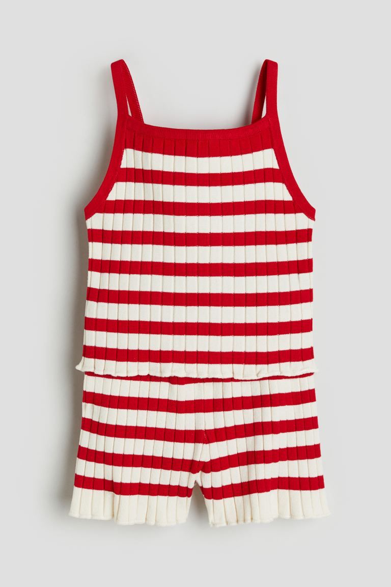 2-piece Rib-knit Set - Red/striped - Kids | H&M US | H&M (US + CA)