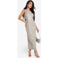 Womens Faux Leather Midaxi Dress - Brown - 4 | boohoo (US & Canada)