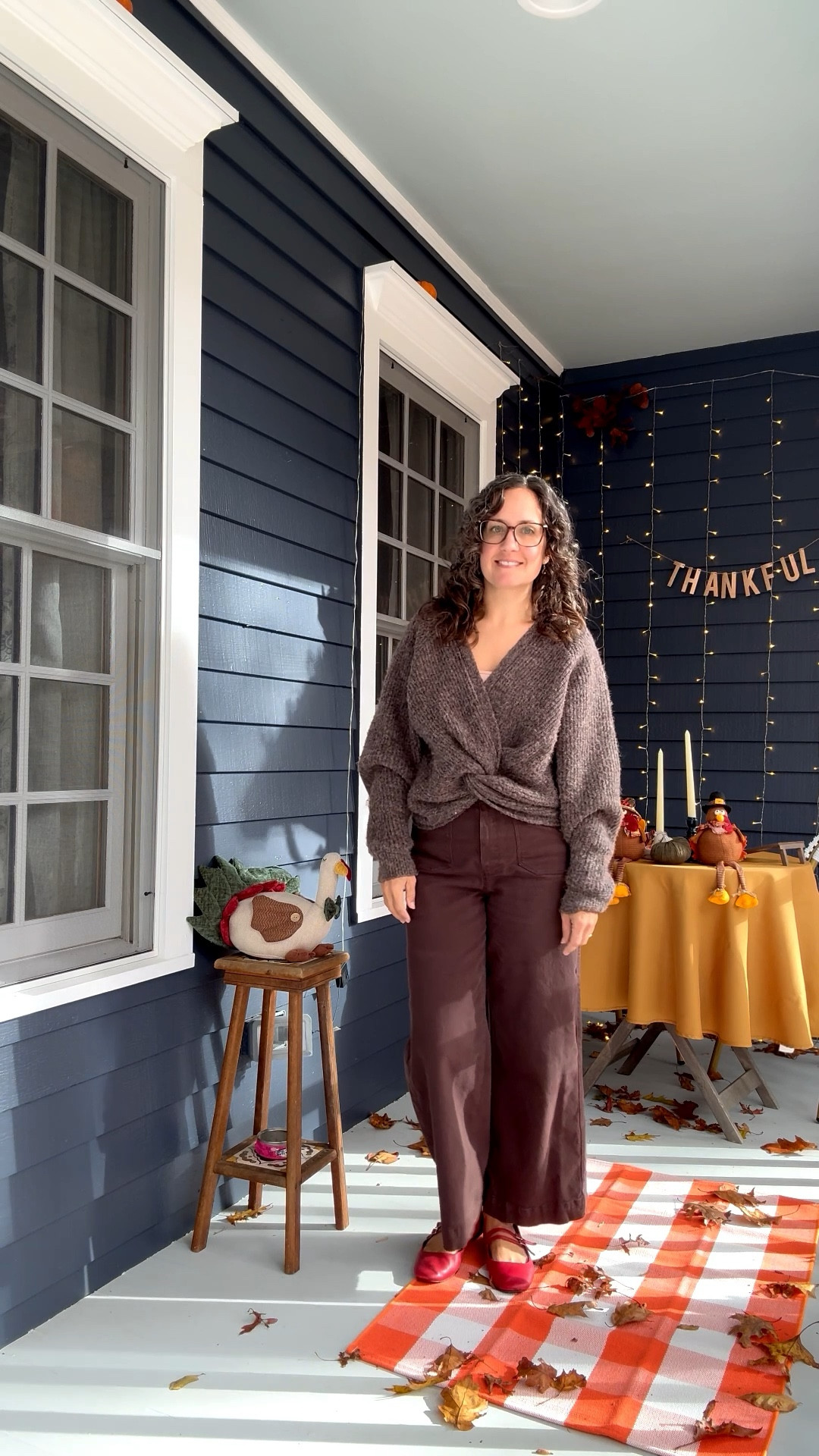 Shades of brown this afternoon! This cozy sweater is reversible; I like the twist in the front for everyday. 

#LTKPetite #LTKSeasonal #LTKOver40