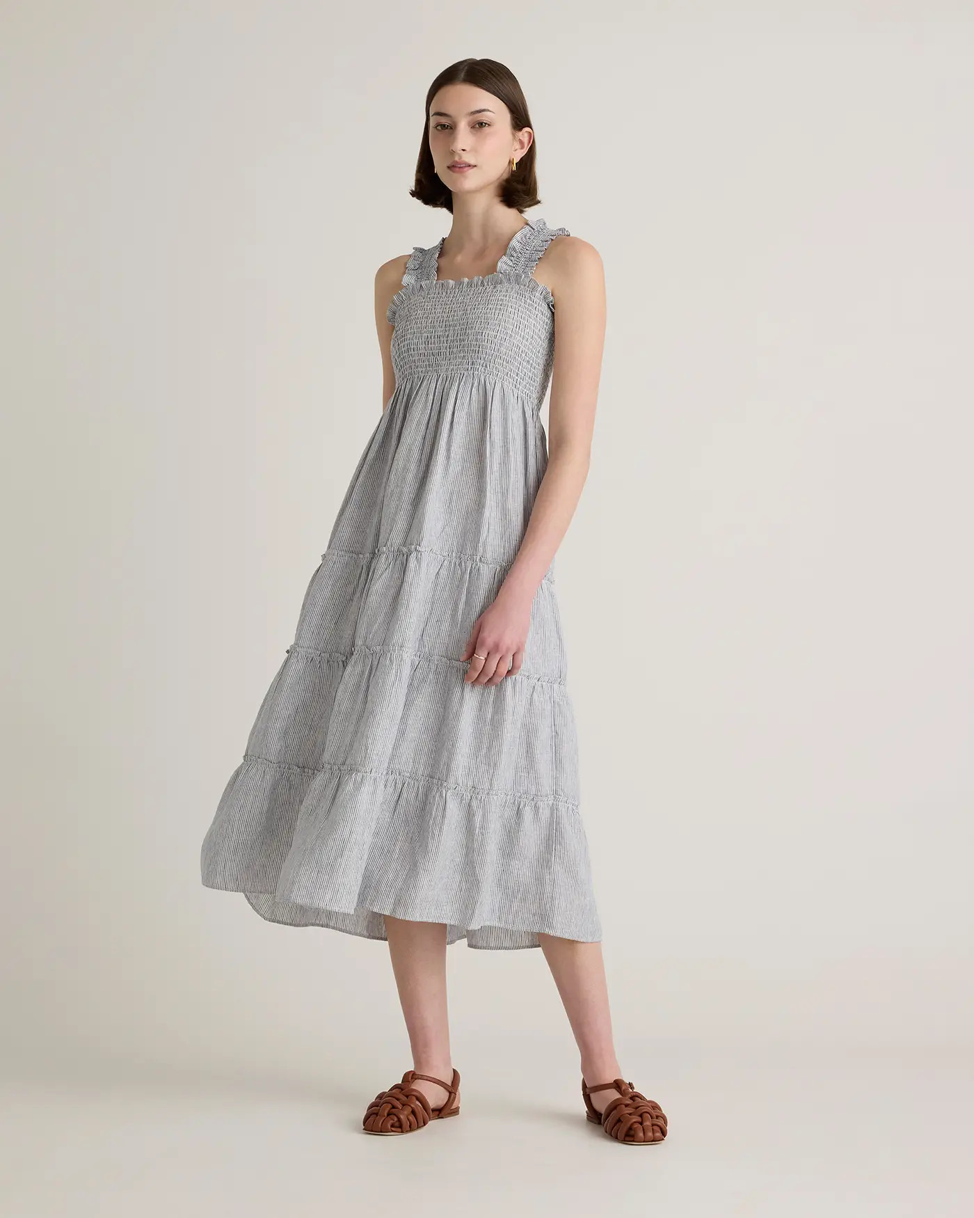 100% European Linen Smocked Midi Dress | Quince